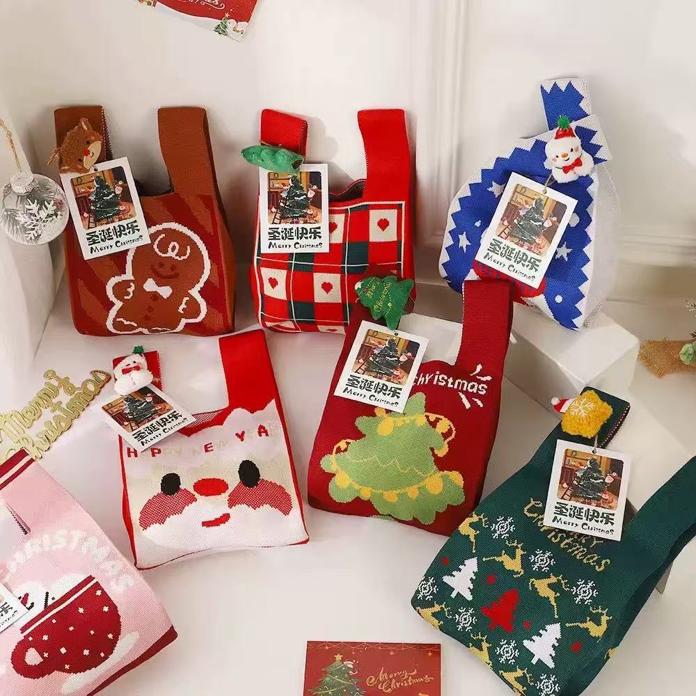 Christmas Eve Gift Bag Christmas Knitted Tote Bag Creative Gift Decorative Cloth Bag Can Be Customized with Any Large Capacity Bag