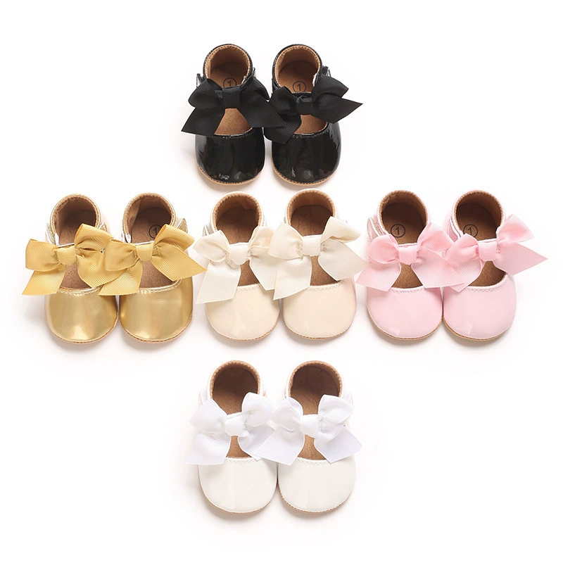 Трансграничные младенцы весна и осень женская мода дикая мягкая подошва нескользящая, износостойкая, дышащая бантик принцесса ходок обувь