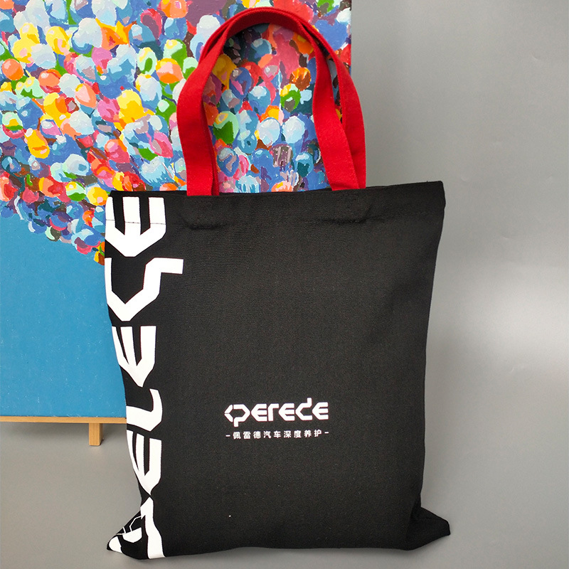 黑色彩色搭配厂家直销定制品牌广告展会礼品帆布袋棉布袋可加logo
