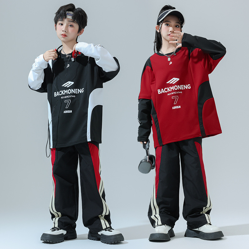 어린이 스트리트 댄스 BBOY의 서양식 공연 의류 어린이 의류 봄과 가을 소녀 재즈 댄스 의류 유럽과 미국의 기관차 패션