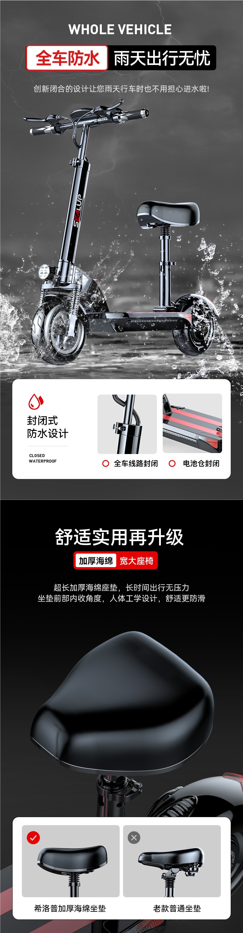 Xilop Electric Scooter Ride-On Folding Electric Vehicle Two-Wheel Mobility Scooter Small Car Mini Electric Bike