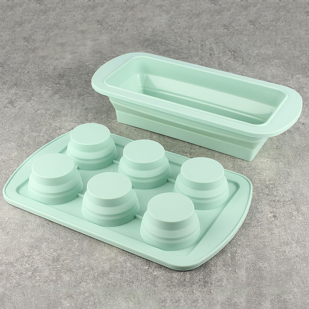 家用烘焙工具硅膠可摺疊蛋糕模具烘焙烤盤圓形正方形長方形蛋糕盤