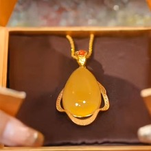 25年爆款新中式防蜜蜡色海洋之心吊坠小众百搭时尚四季项链配饰女