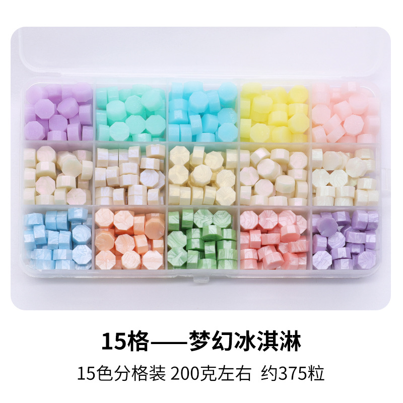 Fuego pintura cera grano traje de color mezclado 24 caja de cuadros de color ocho lados fuego pintura sellado cera fuego pintura sello cera grano fábrica al por mayor