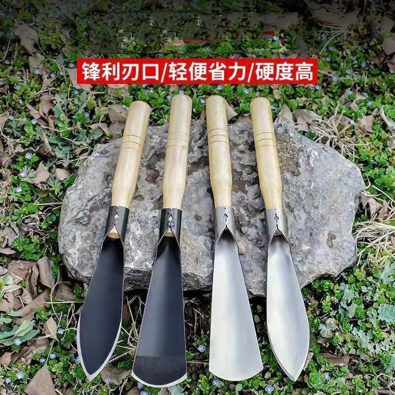Pala de Jardinería para Deshierbe de Acero al Manganeso y Madera, Multifuncional, Engrosado, para Jardín