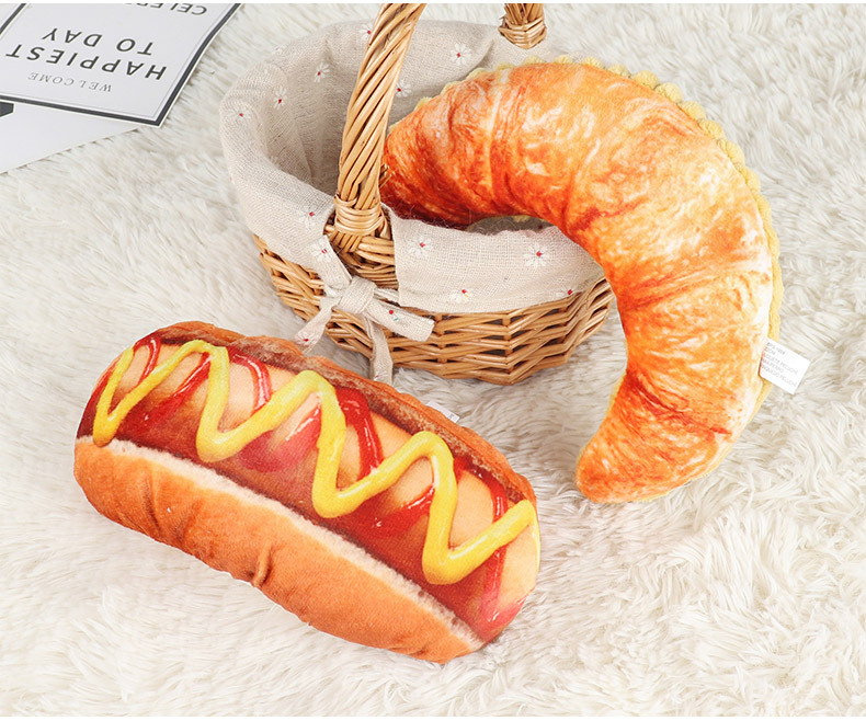 Simulation Hot Dog Baguette Squeeze Sound Bite-resistant Anti-boring Toy Interactive Training Pet Supplies display picture 3