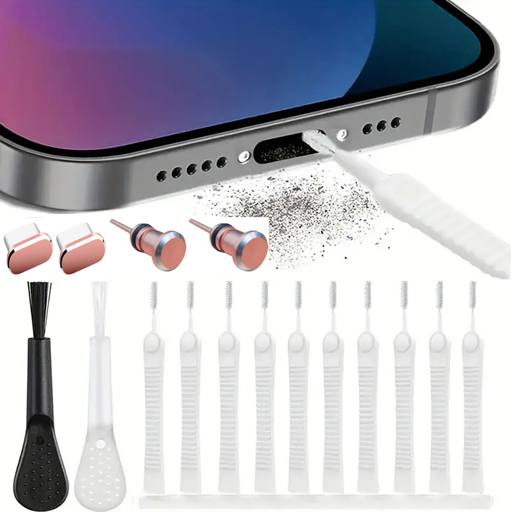 C port toz geçirmez set 16 parça Tip-C veri portu USB toz geçirmez fiş cep telefonu şarj portu metal toz geçirmez fiş