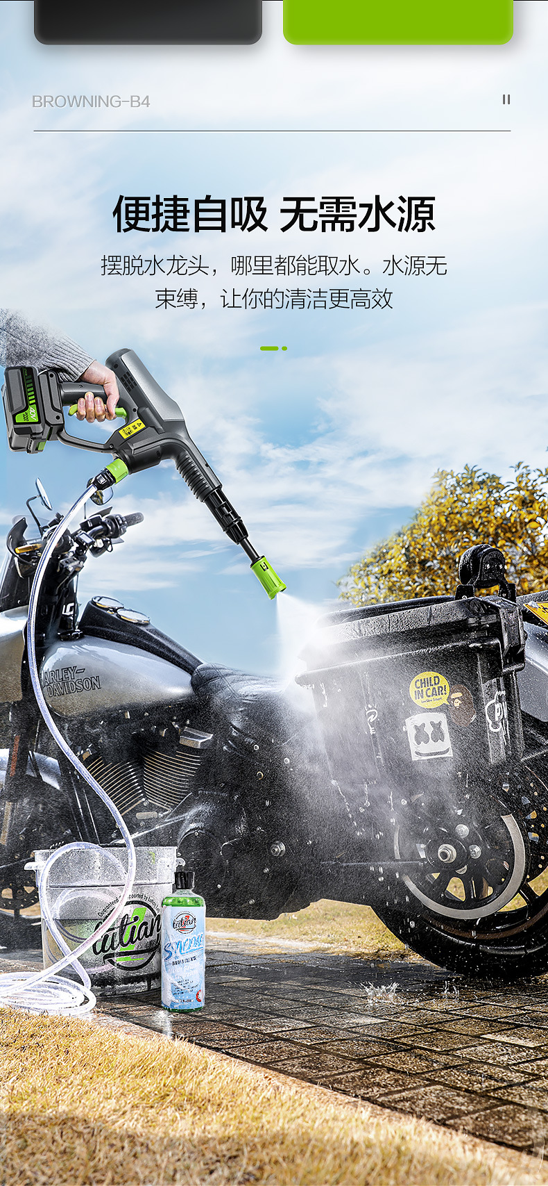 Greenfield Wireless Car Washing Machine Lithium Battery High-Pressure Water Gun Convenient Charging Water Pump Cleaning Pro Portable Rechargeable