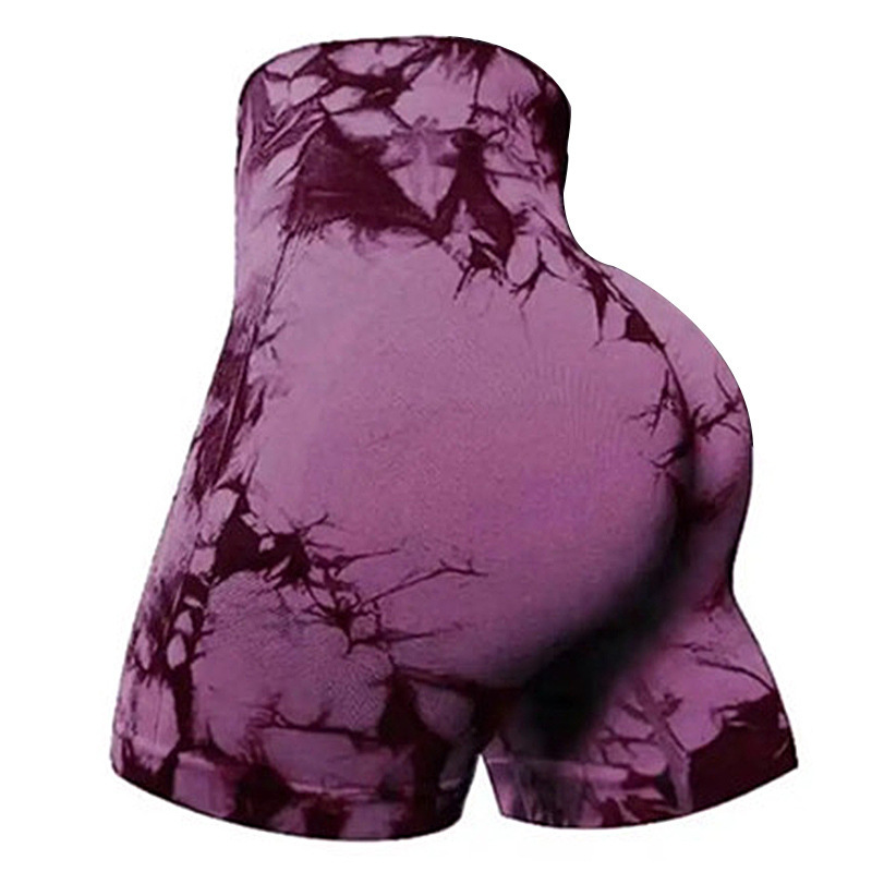 Women's High-Waisted Fit Running Yoga Pants Summer Tie Dye Fitness Sports Shorts Three Point Design_desvips.com