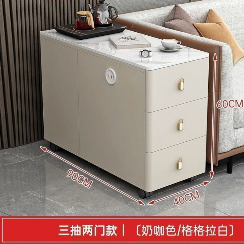 Gabinete de sofá, mesa de té móvil, mesa de té de lujo ligera, mesa de té moderna, mesa de té simple, gabinete de té para el hogar