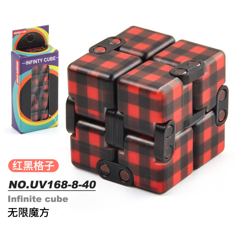 Cross-border infinito plegable UV impreso Cubo de bolsillo Flip cuadrado de segundo orden cubo estrellado dedo descompresión ventilación juguete