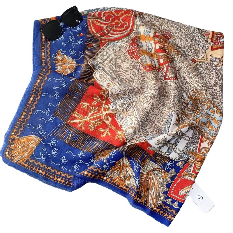 Impresión de lujo ligero europeo y americano bufanda cuadrada grande primavera y otoño decoración cálida bufanda de algodón y lino bufanda de oficina de doble uso