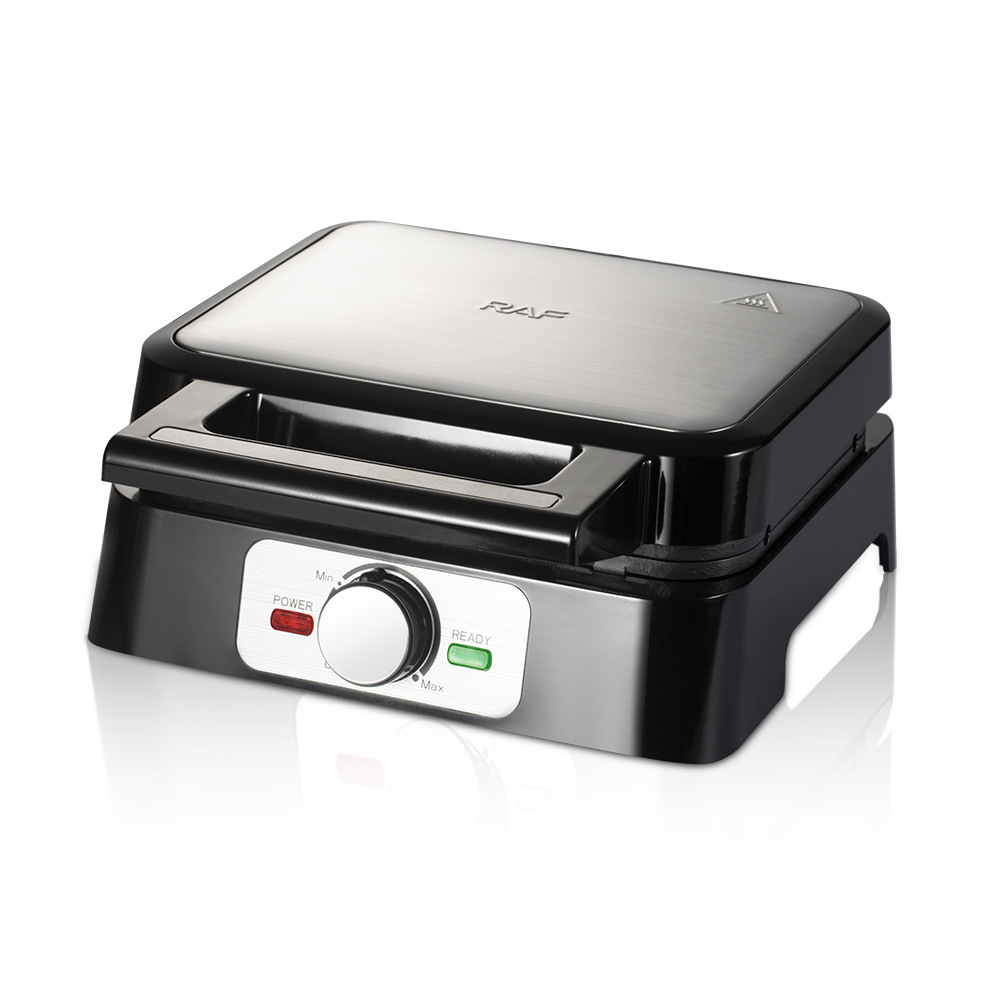 Máquina de desayuno doméstica transfronteriza europea, máquina de waffles automática mini calefacción de doble cara, galleta eléctrica, galleta de pan, máquina de comida rápida, pan