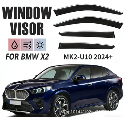 Suitable for Bmw X2 Window Visor, Rain Shield, and Rain Guard for Bmw X2 U10 2024+ (Rain shield) - cross-border-reinforced-packaging-without-car-logo-bmw-x2-mk2-u10-2024-plexiglas-silver-bright-strip-window-rain-shield
