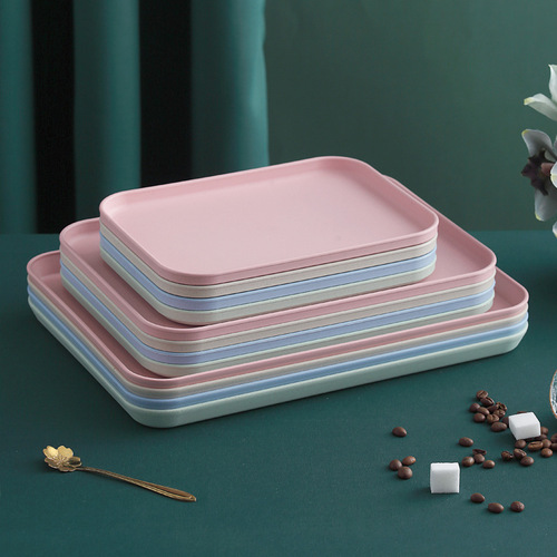 Tea tray living room cups teacup tray household rectangular water cup teacup plate fruit plate Nordic ins plastic