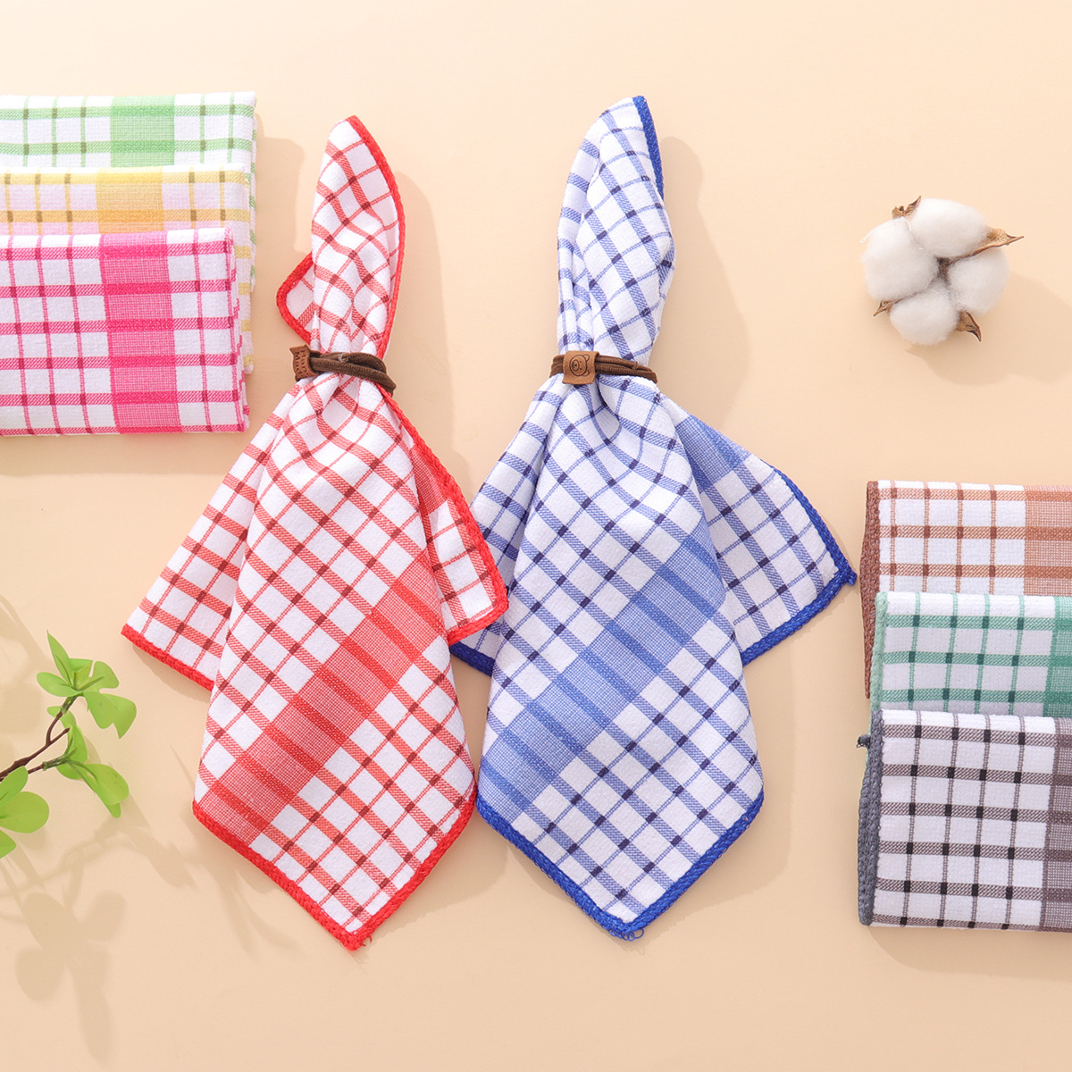 Toallas de té de cocina a cuadrícula al por mayor toallas de cocina absorbentes transfronterizas toallas suaves toallas waffle etiquetas de envío image 5