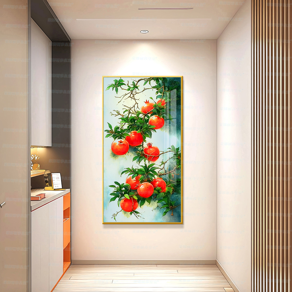[Algodón importado] Mona Lisa Real Bordado de cruz Duo Zi Duo Fu nuevo granada línea china moderna hecha a mano image 3