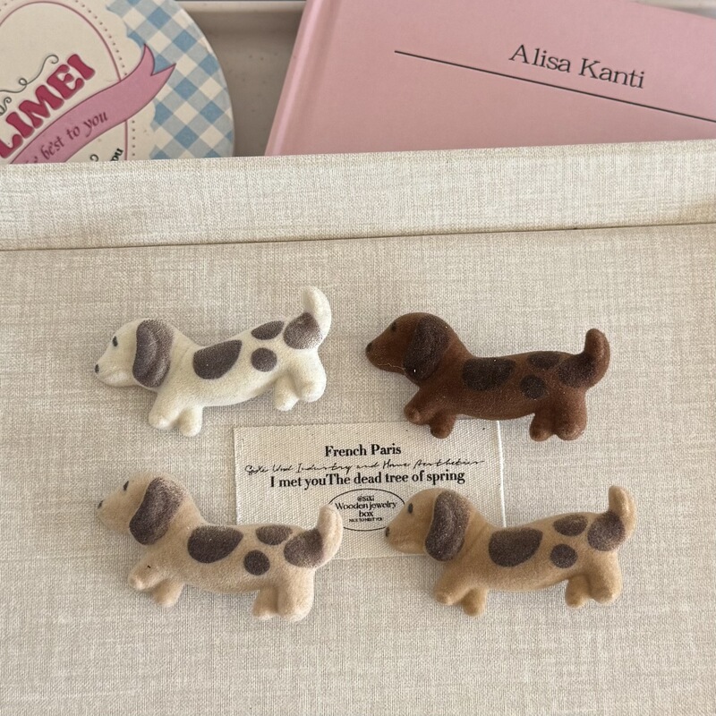 Flocked Dachshund Dalmatian Hairpin Rice Color Cute Girly Heart Cartoon Dog Hair Accessories Fun Children's Hairpin