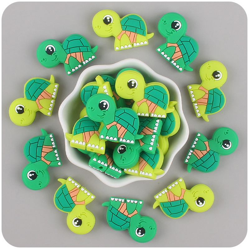Bebé de dibujos animados silicona tortuga mordedor bebé creativo DIY chupete cadena pulsera accesorios juguete