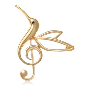 Cross-Border Hot-Selling European and American Alloy Enamel Hummingbird Musical Note Brooch Versatile Women's Suit Shawl Corsage Jewelry Pin