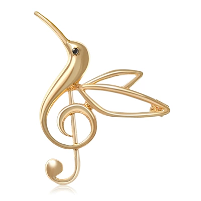 Cross-Border Hot-Selling European and American Alloy Enamel Hummingbird Musical Note Brooch Versatile Women's Suit Shawl Corsage Jewelry Pin