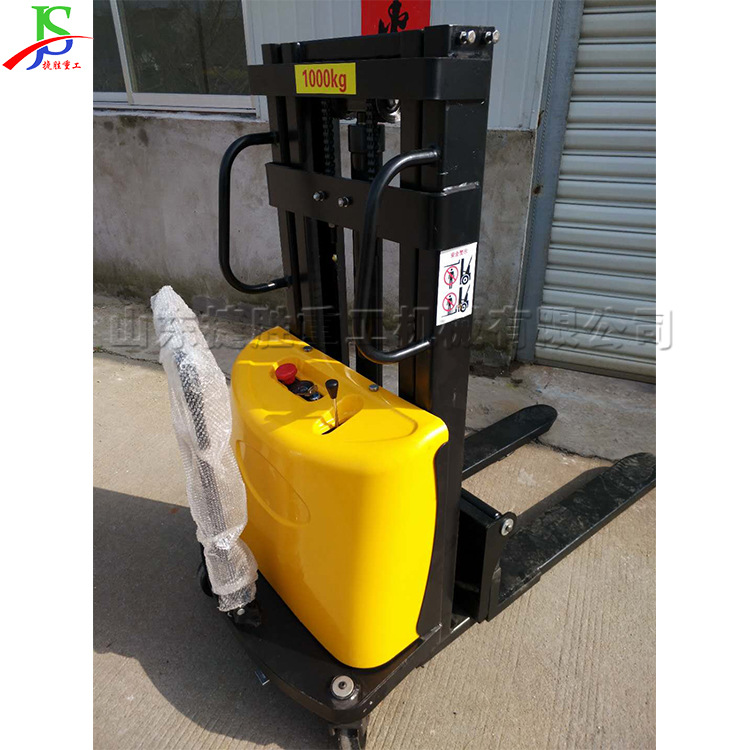液压小型电动堆高车 工厂仓储物料运输叉车 手推式站架运输叉车