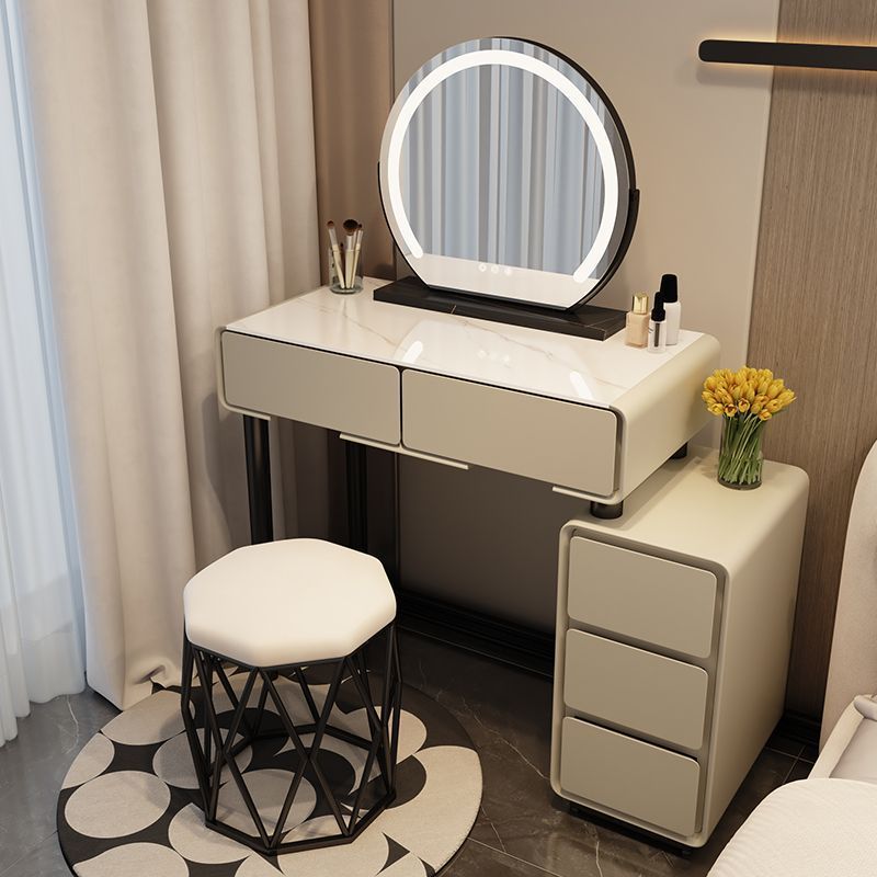 H5-khaki 회색 80 테이블 + 캐비닛 + 거울 + 새 둥지 의자