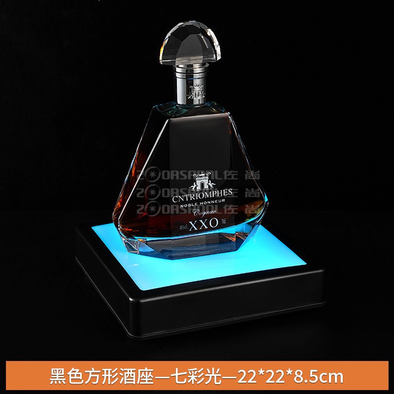 Portavino cuadrado negro (luz de colores)