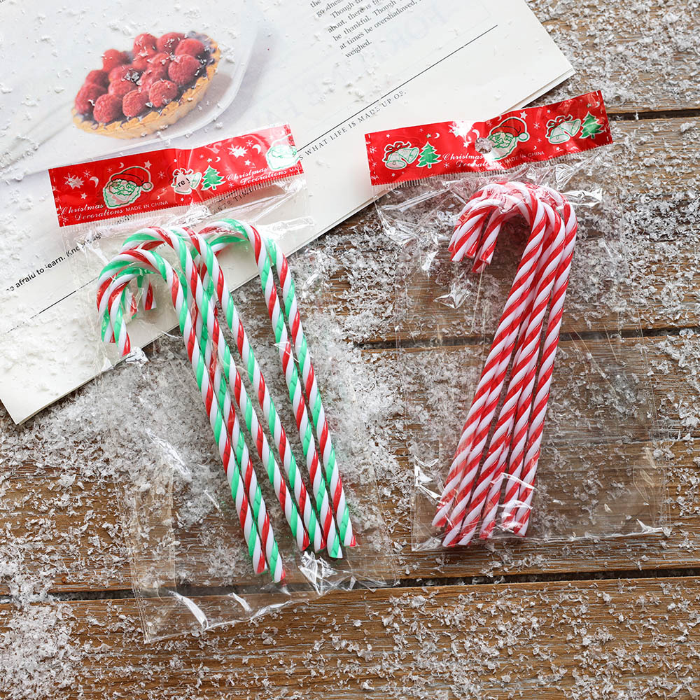 Adornos navideños de plástico con forma de bastón, decoraciones colgantes para árboles de Navidad, coronas navideñas, accesorios de guirnalda navideña se pueden mezclar.