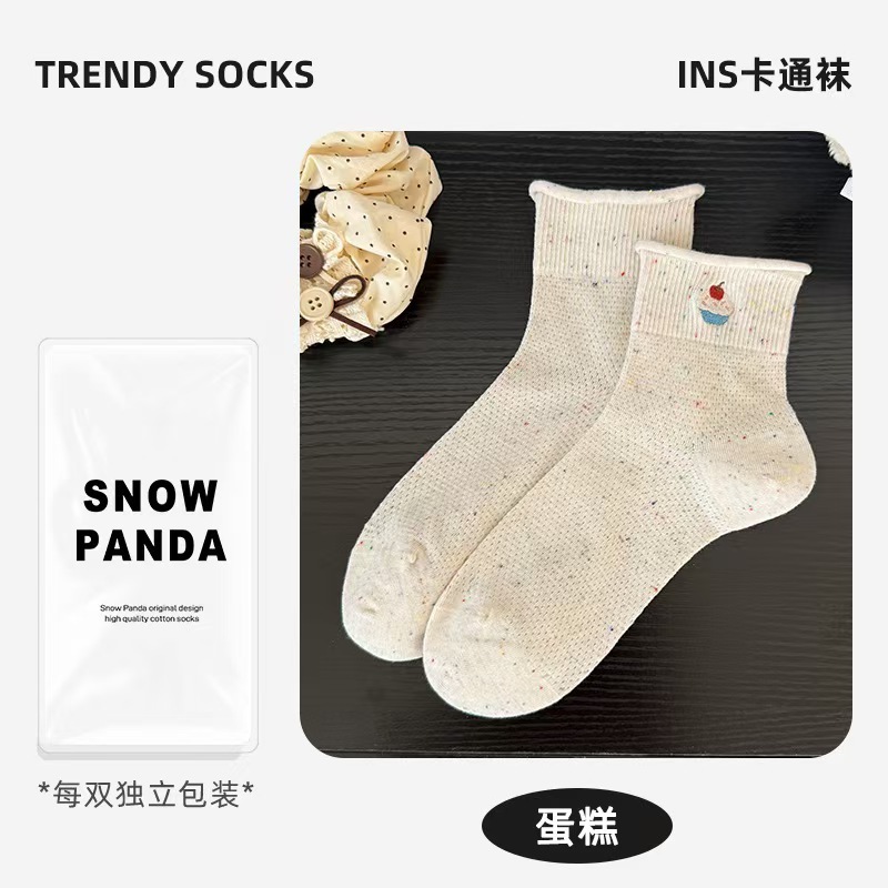 カールソックス レディース 綿ソックス 夏用 薄手 ミッドカーフソックス 吸汗消臭 インボウノット 万能学生パイルソックス|undefined