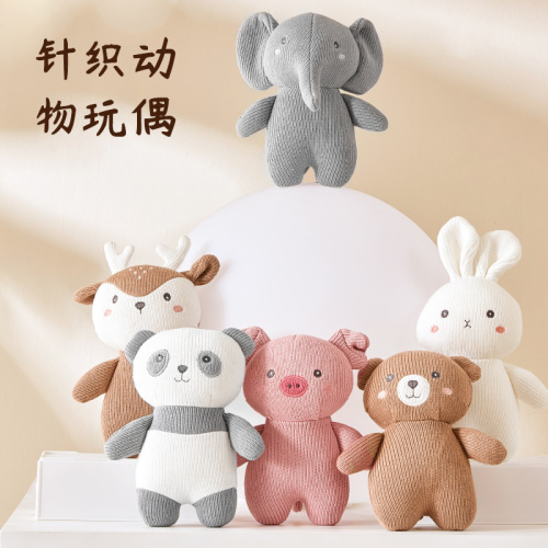 New All-Cotton Wool Knit Teddy Bear Baby Soothing Toy Baby Chewable Teddy Bear Plush Toy Customizable