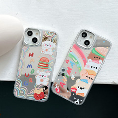 Mirror Ins Style Phone Case for Apple iPhone 14, iPhone 13, Cute Cartoon Puppy, Compatible with iPhone 12 Pro, 11