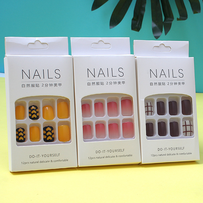 Ins Style Jelly Glue Manicure Patch Finished Product Removable Nail Patch Wearable Fake Nails Repeatedly Used Bride Wedding