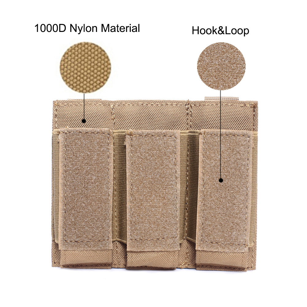 Huyue pistola táctica al aire libre triple cartucho bolsa 9mm cartucho bolsa sistema Molle accesorios EDC Kit