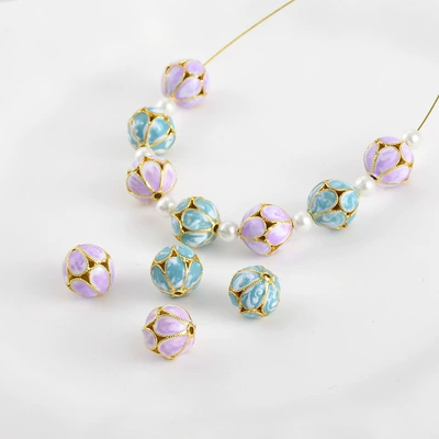 blue flower ball beaded | Zərgərlik ara hissələri