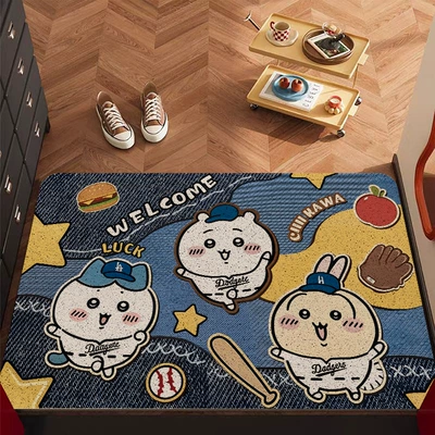 Avtomobil döşəmə paspasları – to Care For, Foyer Mat - cowboy-jee-plays-baseball-4060cm-silk-circle-floor-mat