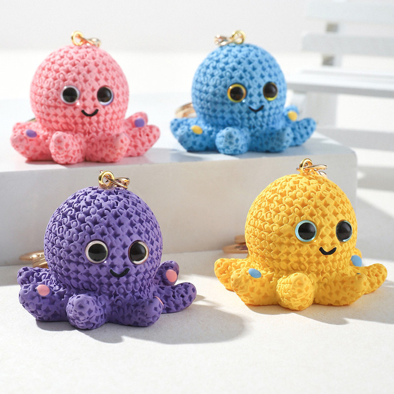 European and American New Resin Octopus Keychain Pendant Simulation Cartoon Marine Life Octopus Bag Pendant Keychain