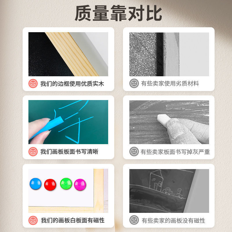 Tienda de pizarra pequeña, marco de madera para el hogar magnético, tiza, escritura borrable, tablero de mensajes de doble cara colgante comercial, escritura a mano para niños
