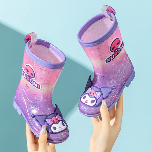 Sanrio Four Seasons Children's Rain Boots Kyoya Cat Rain Boots for Girls, Non-Slip, Kindergarten and Primary School Students, Fashion Wholesale