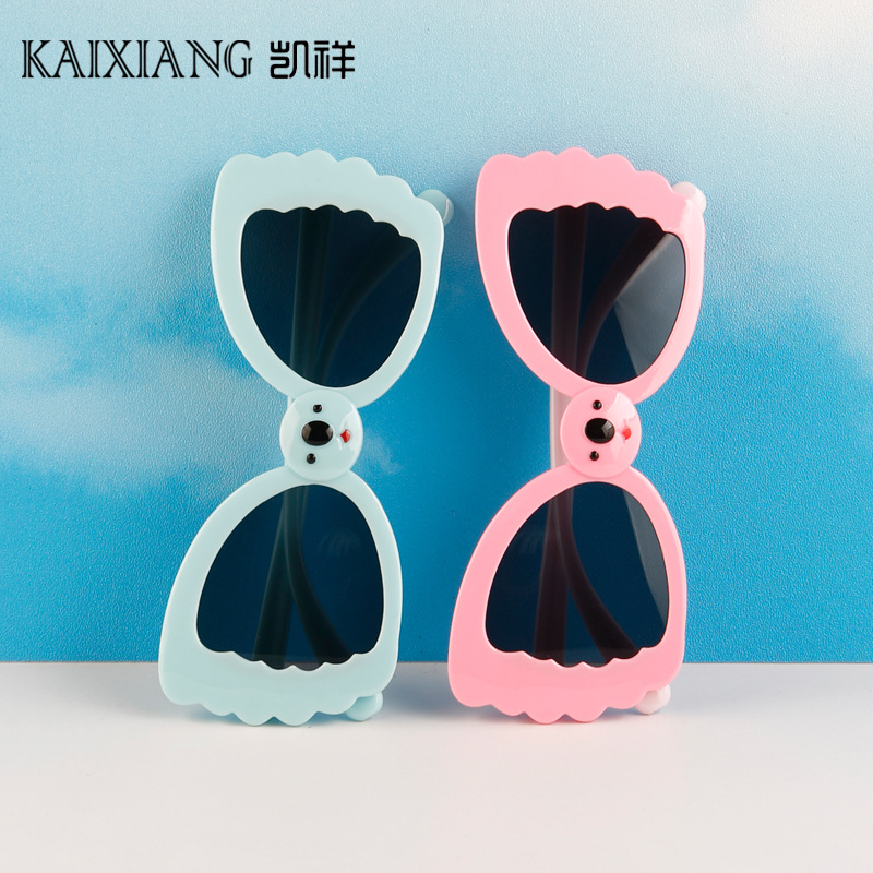 Niños, niñas y niños, gafas de sol, arco, marco de forma especial, gafas de color caramelo, moda cóncava, gafas de sol extrañas