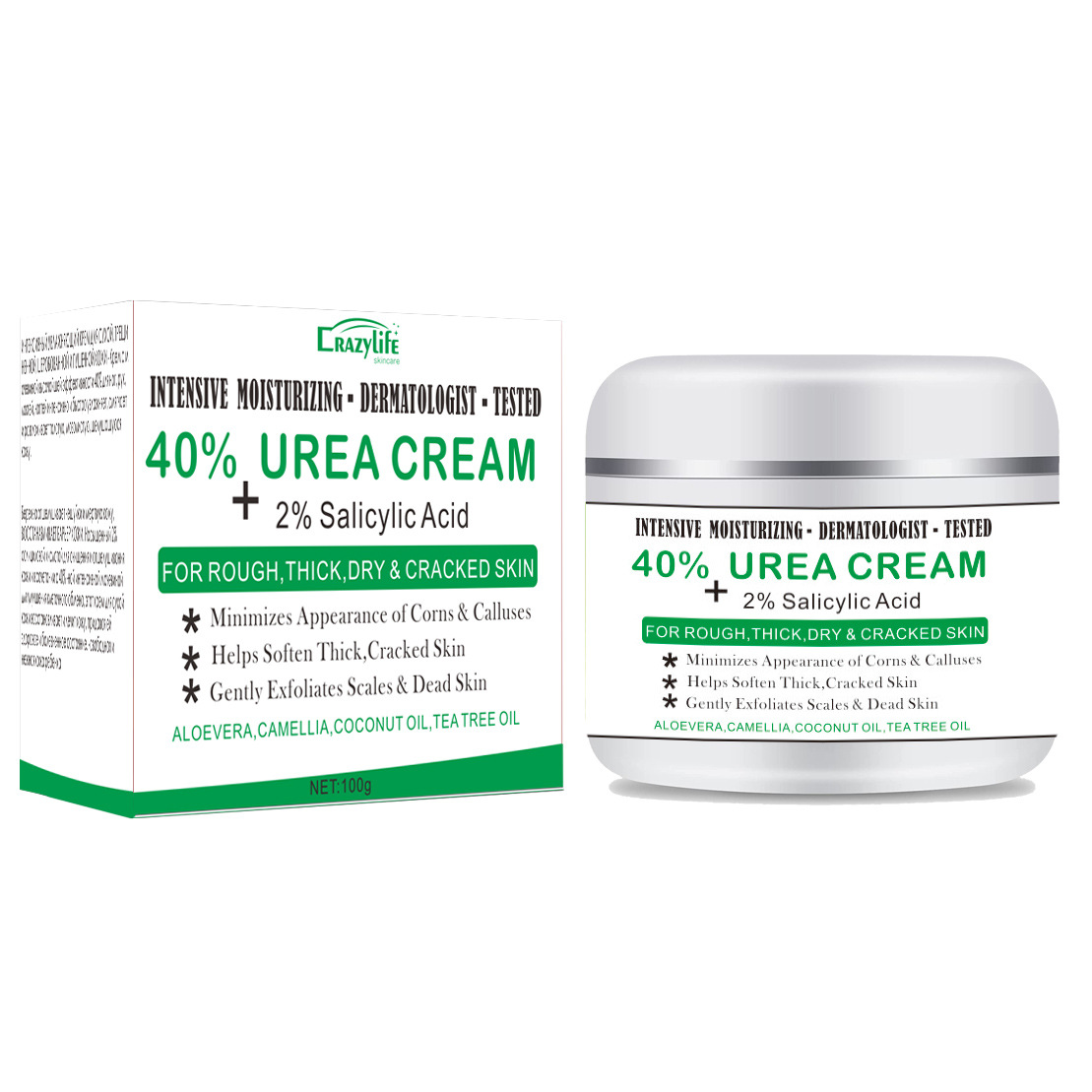Ενυδατική κρέμα χεριών Crazylife Urea 100g για ξηρά, σκασμένα πόδια και φτέρνες_voghion.com