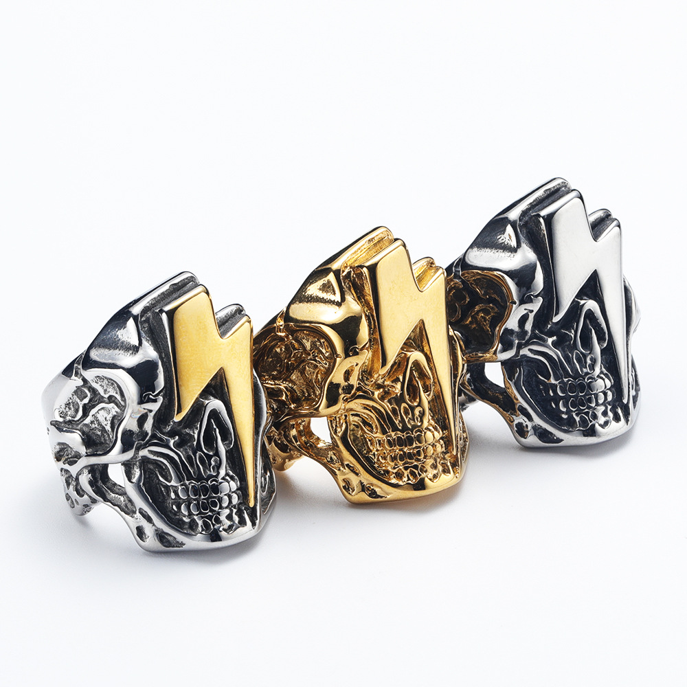 25g Weight Rings Classification Party Occasion Punk Lightning Skull Titanium Steel Polishing Rings
