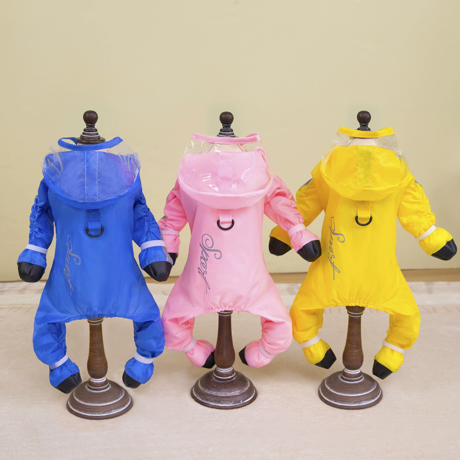 Собаки буксирные дождевик туфли Тедби Медведь все включено Водонепроницаемый Домашние животные Четырехногие Собака Одежда с капюшоном Животные