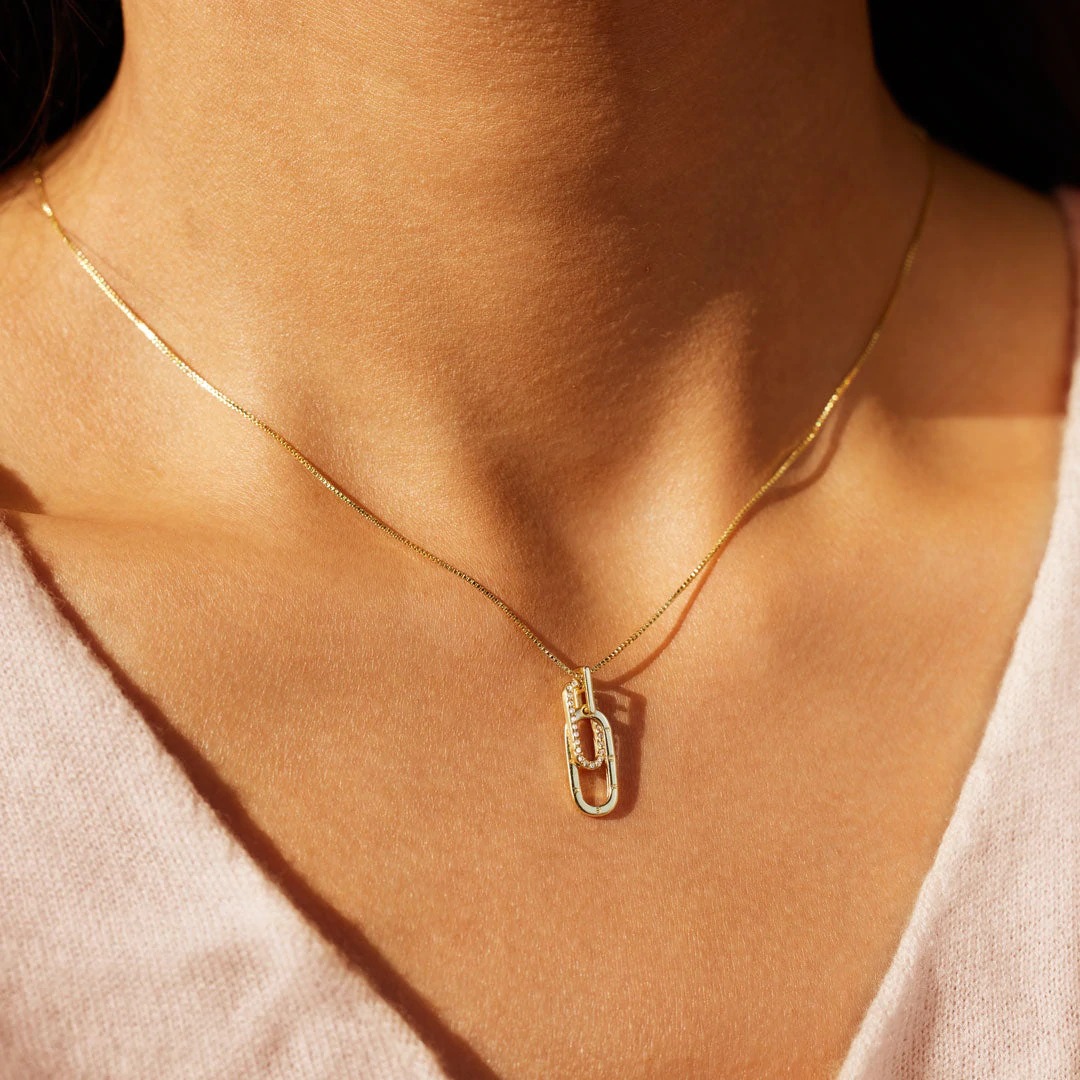 Holiday, Daily Occasion 925 Sterling Silver Material 925 Sterling Silver Zircon Inlay Solid Color Pendant Necklace