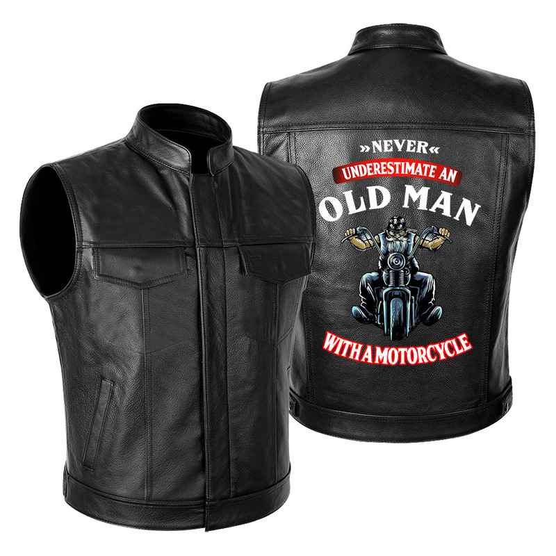European and American Creative Skull Motorcycle Leather Jacket Vest Jacket Motorcycle PU Leather Printed Men's Riding Clothing Foreign Trade