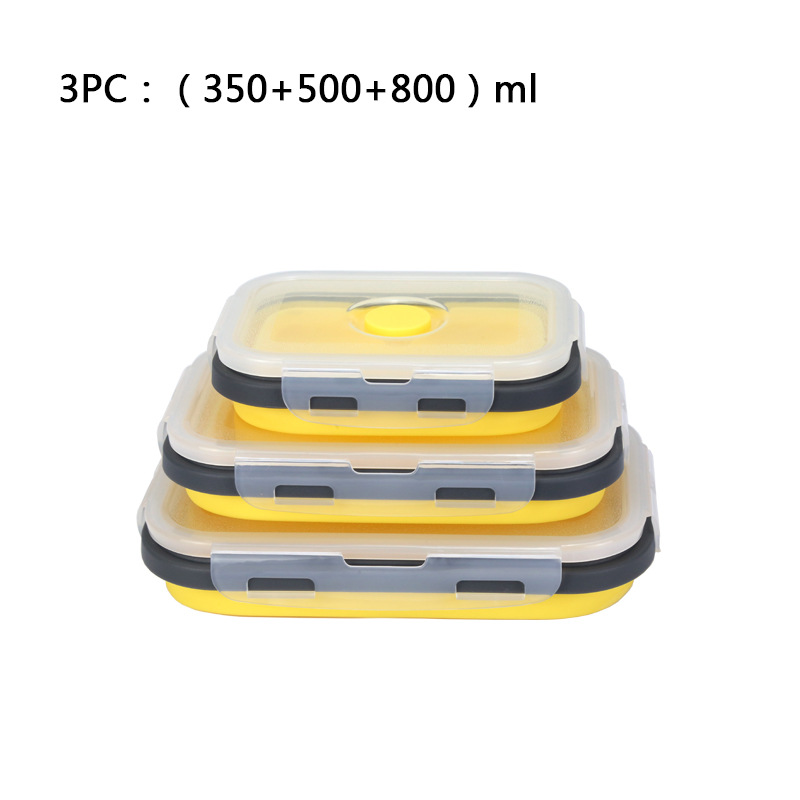 Caja de almuerzo de silicona al aire libre caja de almuerzo de silicona plegable refrigerador más nítido almuerzo portátil caja de almuerzo retráctil