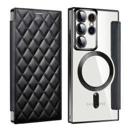 S24ultra翻盖皮套适用三星S24u磁吸手机壳S23电镀小香风s24跨境