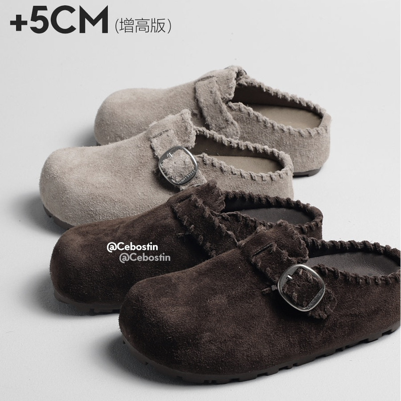 Closed-Toe Mules with 5cm Height Increase, Suede Birkenstock-Style Slip-On Shoes for Women, 2025 New Thick-Soled Mules Closed-Toe Mules with 5cm Height Increase, Suede Birkenstock-Style Slip-On Shoes for Women, 2025 New Thick-Soled Mules