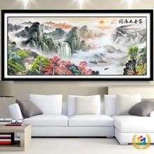 ✅✅纯手工绣好的十字绣成品富春山居图新款满绣客厅山水画风景装