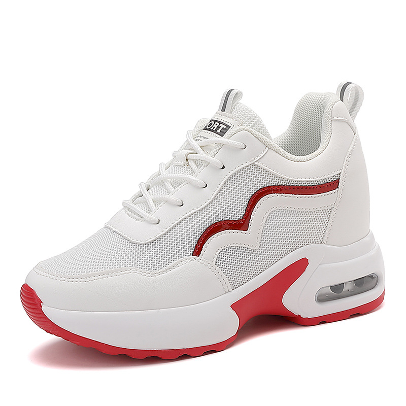 2025 nuevas zapatillas de malla transpirables zapatos de mujer tendencia transpirables versátiles con suela gruesa aumentando la altura de los zapatos casuales zapatos cojín de aire